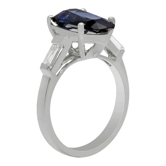 Sapphire and Diamond Ring 14K White Gold Setting - Picture 2 of 6